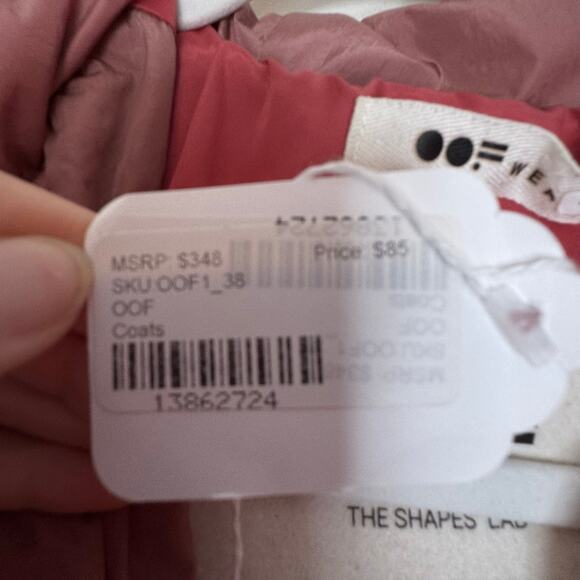 Oof Wear Quilted Puffer Jacket Coat Women’s Size 38 Pink Hooded Full Zip - Picture 10 of 12